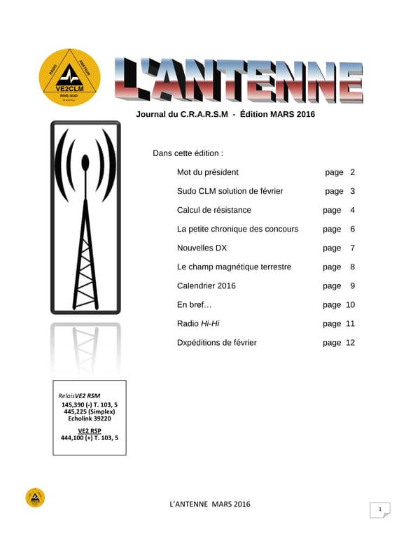 L'Antenne - mars 2016