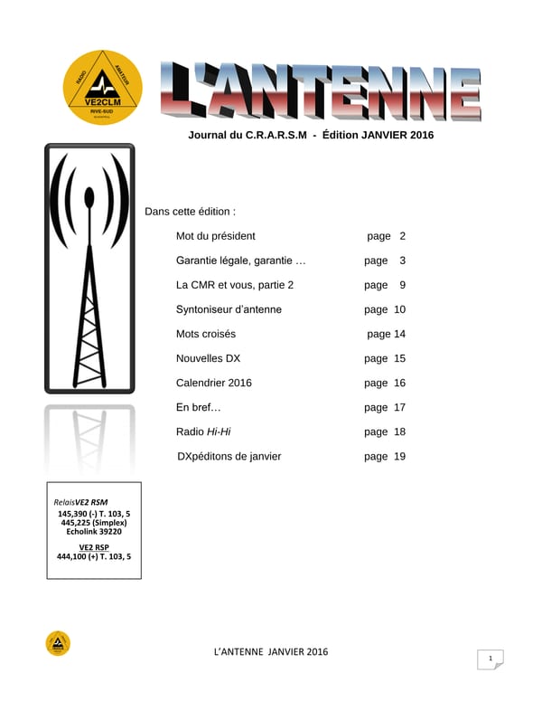 L'Antenne - janvier 2016
