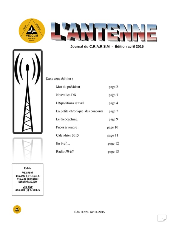 L'Antenne - avril 2015